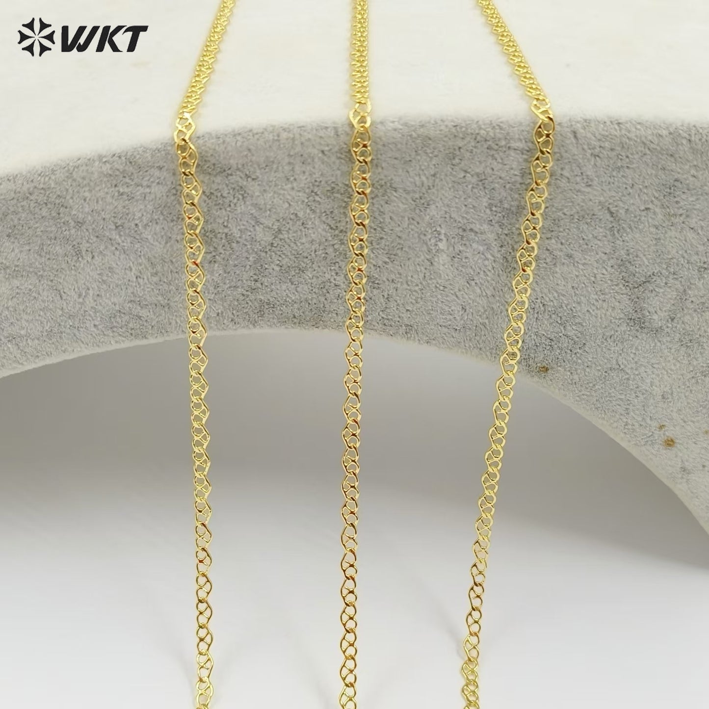 WT-BC237 Wholesale Private Label Simple and Small 18K Gold Plated Natural Yellow Brass Thin Chain DIY Bracelet Necklace Jewelry