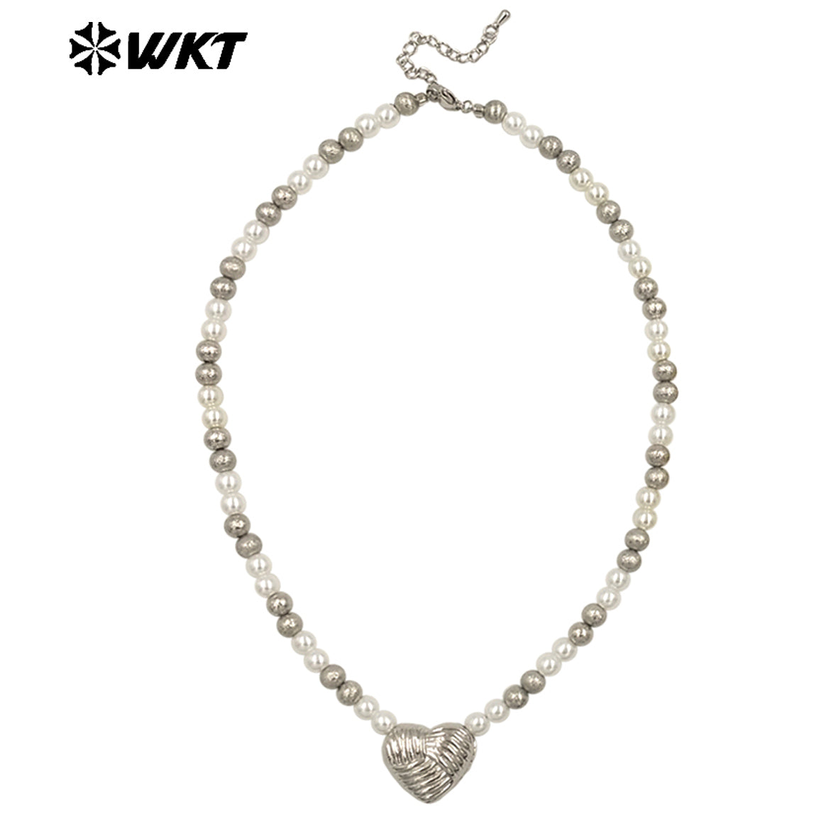 WT-JN288 New Design Gold and Silver Artificial Pearl Beads Heart Shape Texture Shell Necklace for Women As Valentine's Day Gift