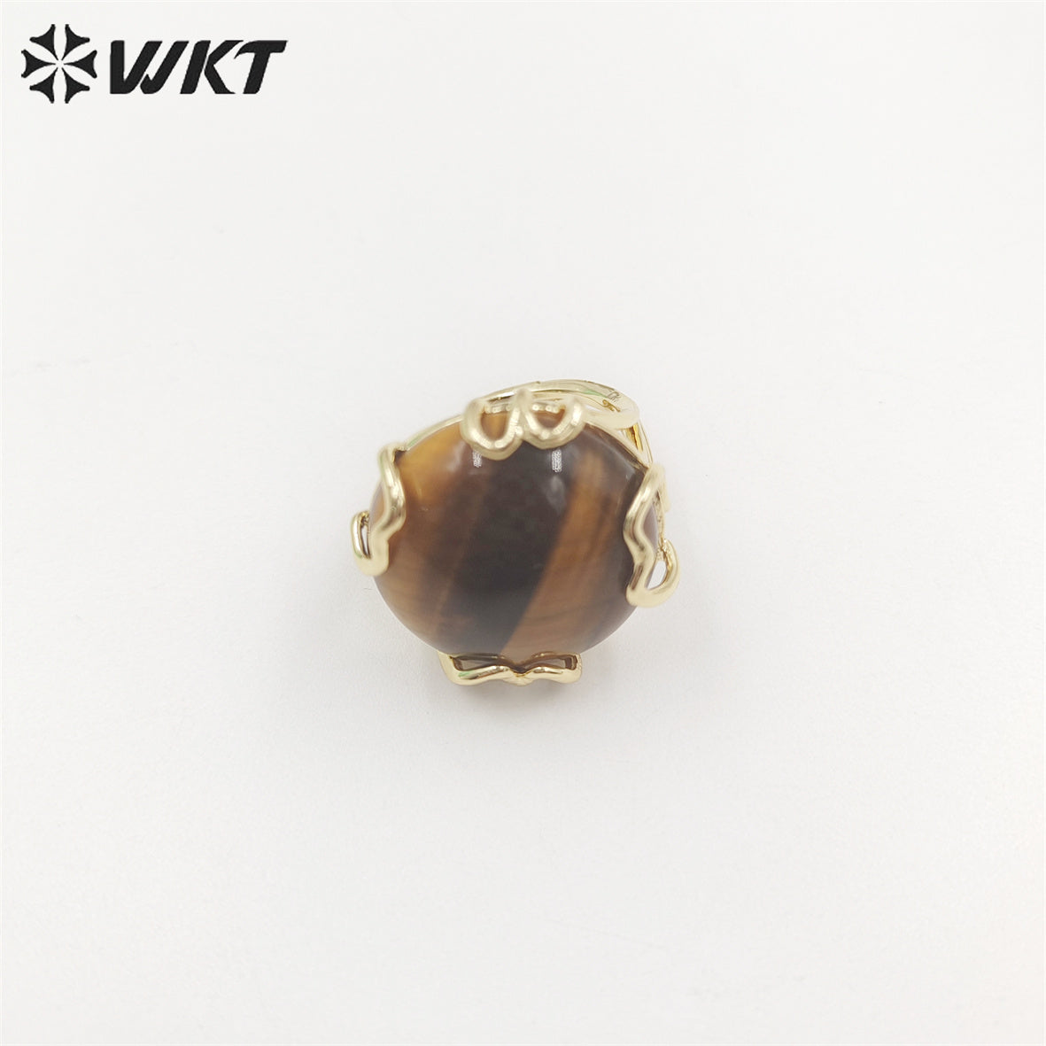 WT-R440 Wholesale Fashion 18k Real Gold Plated Resist Tarnishable Handmade Claw Setting Round Gemstone Ring in Adjustable Size