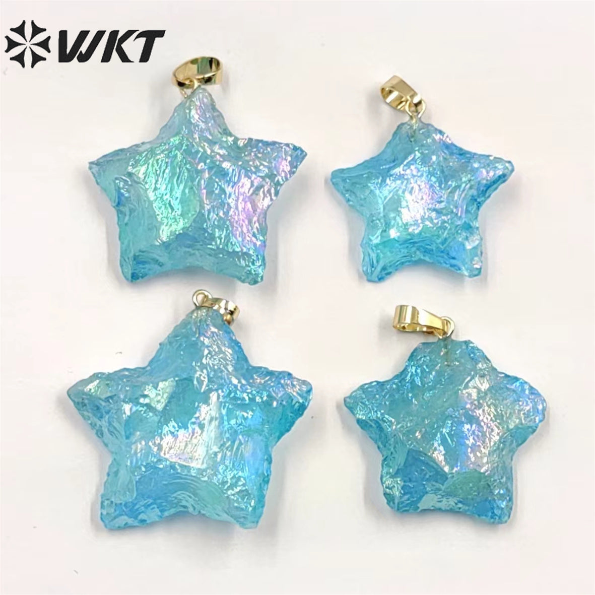 WT-P1885 Amazing Natural Aqua Aura Crystal Quartz Pendant Single Loop Raw Stone Quartz Star Pendant for Necklace Design
