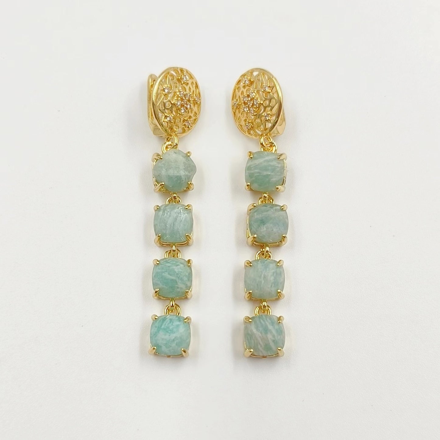 WT-E737 Amazing Colorful Elegant Natural Gemstone Long Charming Earrings Women Pendant Earrings