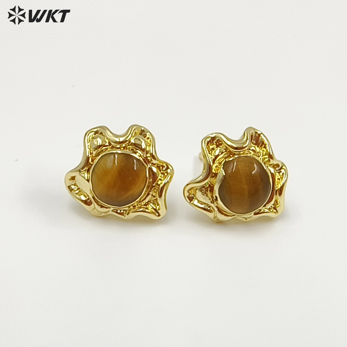 WT-EHP102 Exquisite Lovely 18K Gold Plated Natural Gemstones With Hoop Sun Shape Earrings For Girls Jewelry DIY Findings