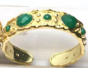 WT-B663 Delicate 18K Real Gold Plated Multi Natural Precious Stones in Bezel Setting Women Birthday Gift Gemstone Bangle