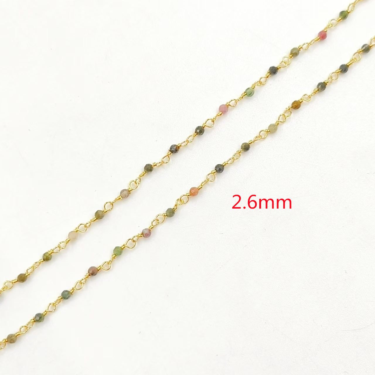 WT-BFN042 Wholesale 3mm Faceted Natural Gemstone Beads Necklace 16inch Long Resist Tarnishable Chain Necklace in 18k Gold Plated