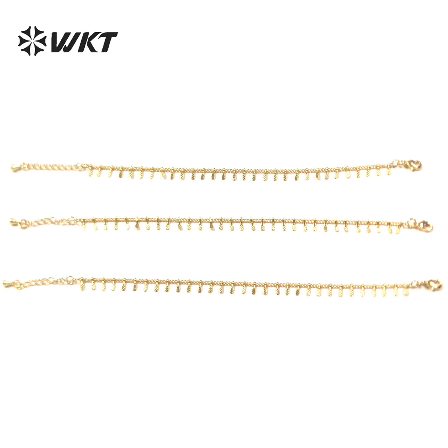 WT-JF336 WKT Amazing Exquisite Gold Plated Brass Mini Leaf Bracelets Lady Wrist Bracelet Jewelry Lobster Clasp