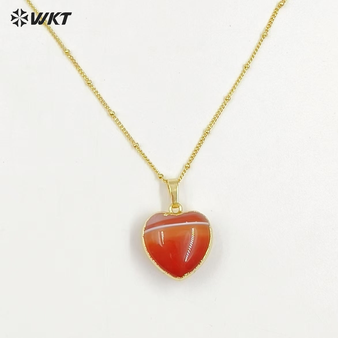 WT-N1485 Fashion Popular 18K Real Gold Plated Lovely Small Gemstone Birthday Stone Heart Charms Necklace
