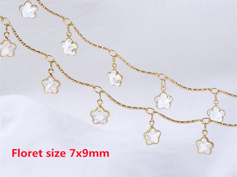 WT-RBC242 Beautiful Simple Elegant and Fresh Style New Design Heart and Star Shape Crystal Charms Brass Chain DIY for Necklace