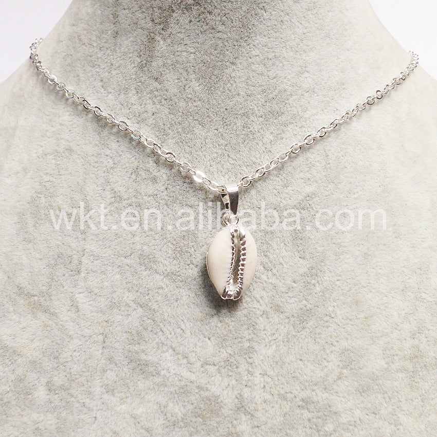 WT-N493 Wholesale Natural Cowrie Shell With Gold Dipped Pendant Necklace,Fashion Charm Cowrie Shell Necklace for Women