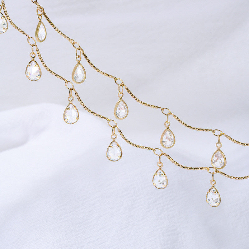 WT-RBC242 Beautiful Simple Elegant and Fresh Style New Design Heart and Star Shape Crystal Charms Brass Chain DIY for Necklace