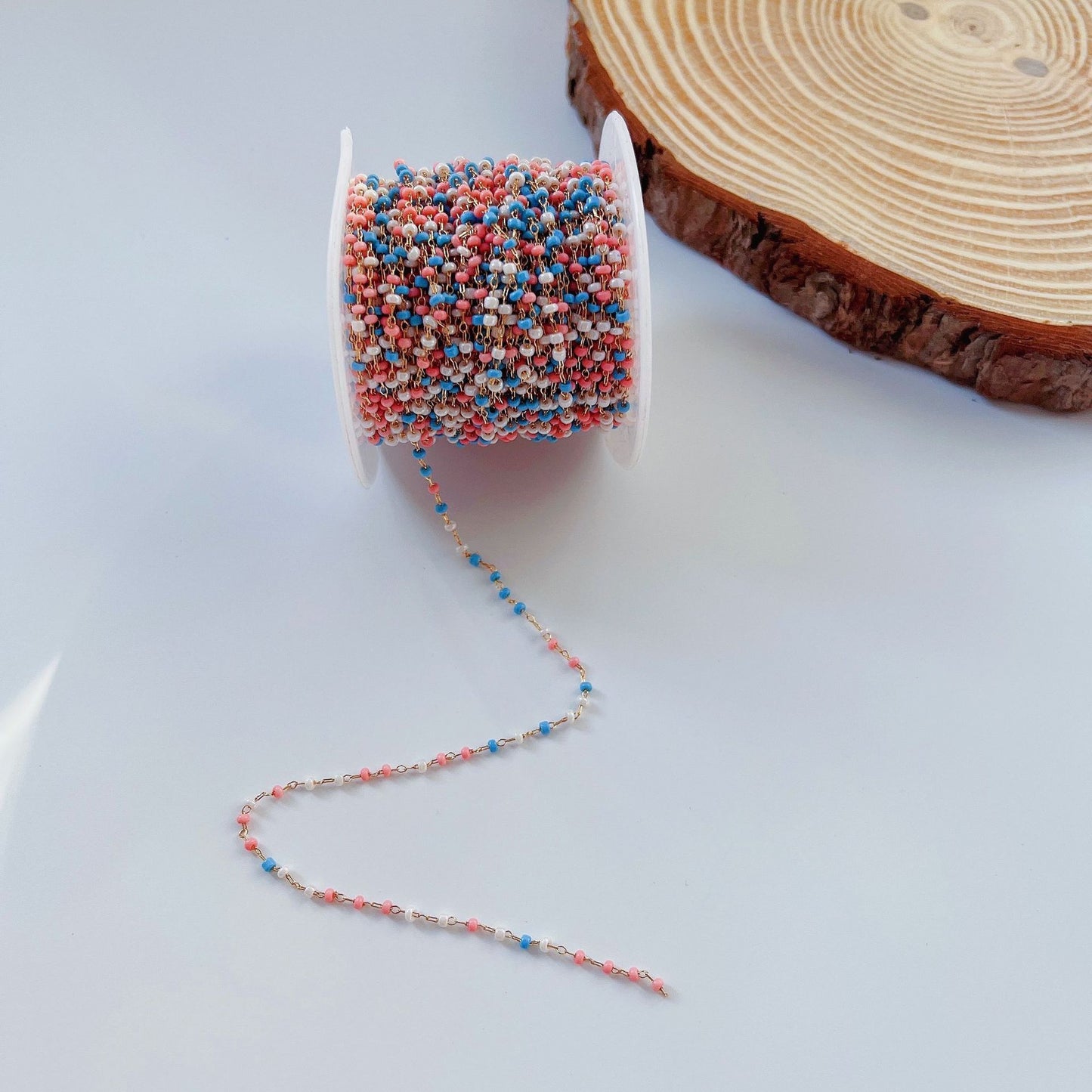 WT-RBC231 Tiny Bohemian 2mm DIY Colorful Crystal Beads Chain for Bohemian Series Jewelry or Bracelet Sunglass Findings