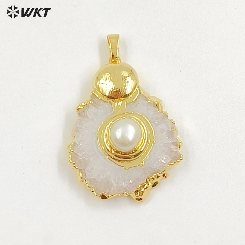 WT-P1769 Classic Natural Stone Stalactite Stone Colorful Drusy Crystal Quartz Energy Pendants Gift Jewelry for Necklace Earrings