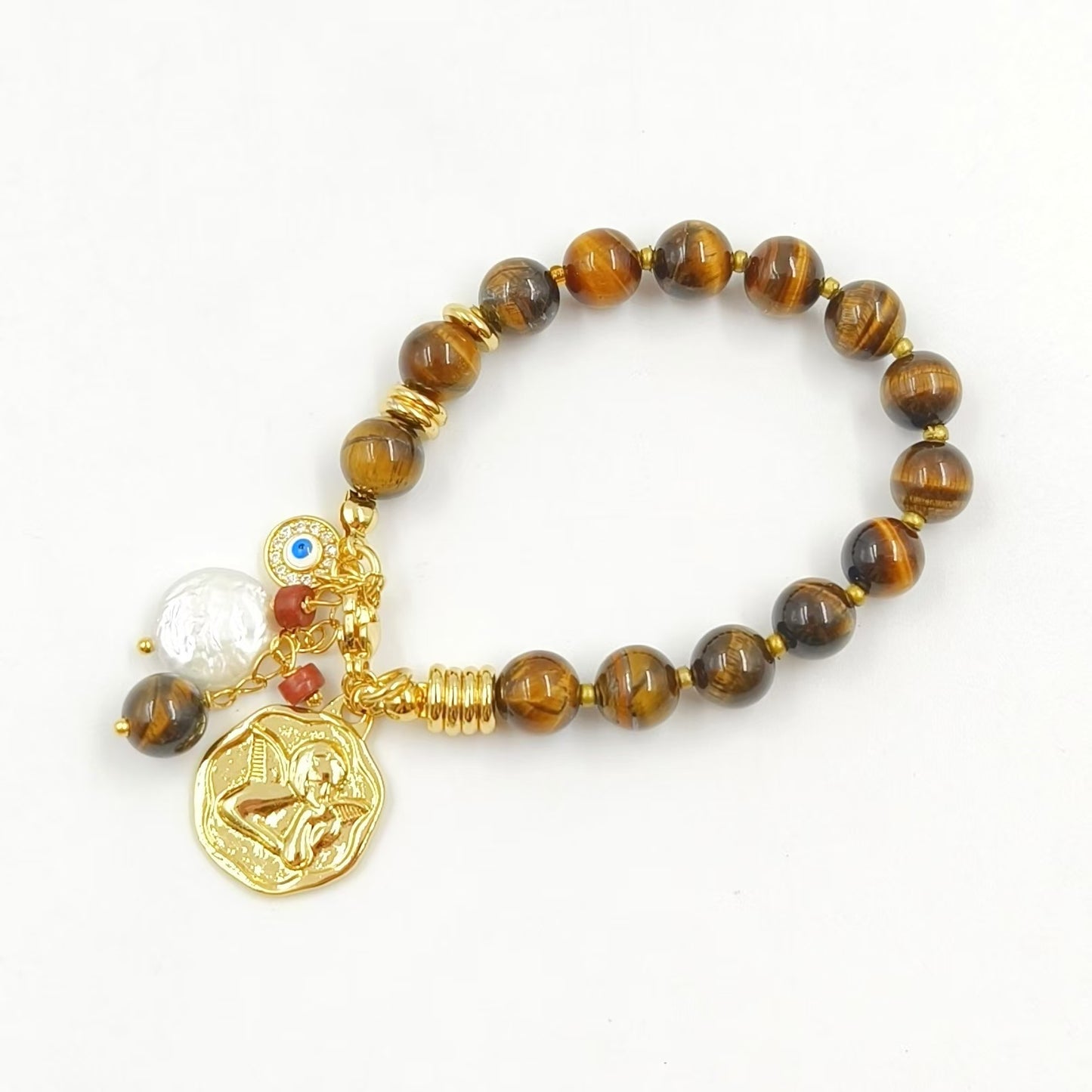 WT-B691 Wholesale Customize Religious 18K Gold Plated Round Buddha Beads Natural Gemstone Unisexual Bracelet As Daily Decoration