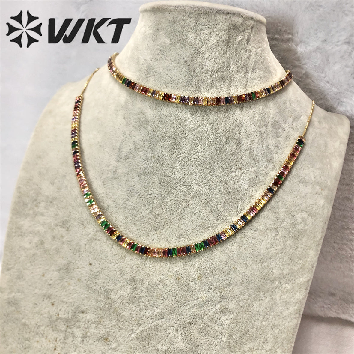 WT-JFN04 Beautiful Touching Jewelry so Colorful Lovely Natural Stone Cubic Zircon Necklace Brilliant Party Dressing for Girl