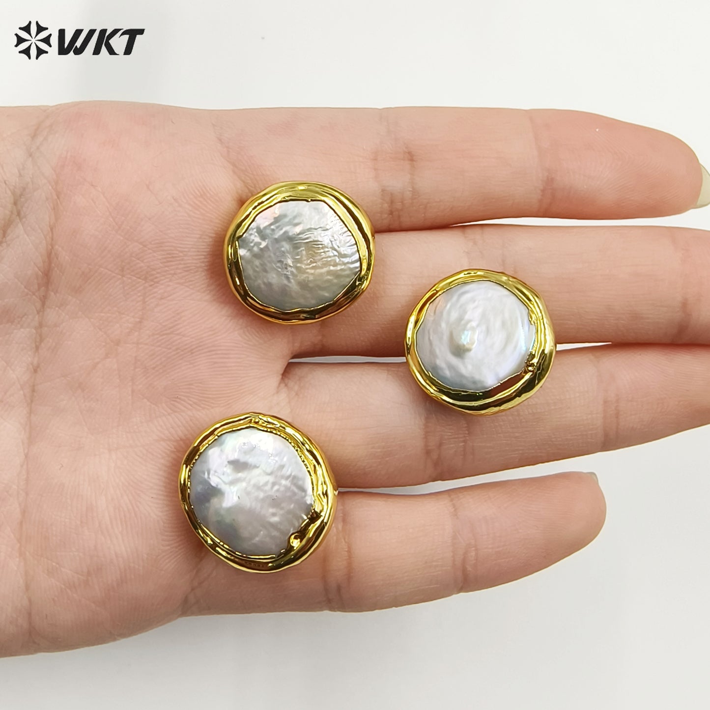 WT-MPE105 Latest Style Regular Freshwater Pearl Natural 18k Gold Plated Gift for Women Weeding 18mm Romantic Pendant Earrings