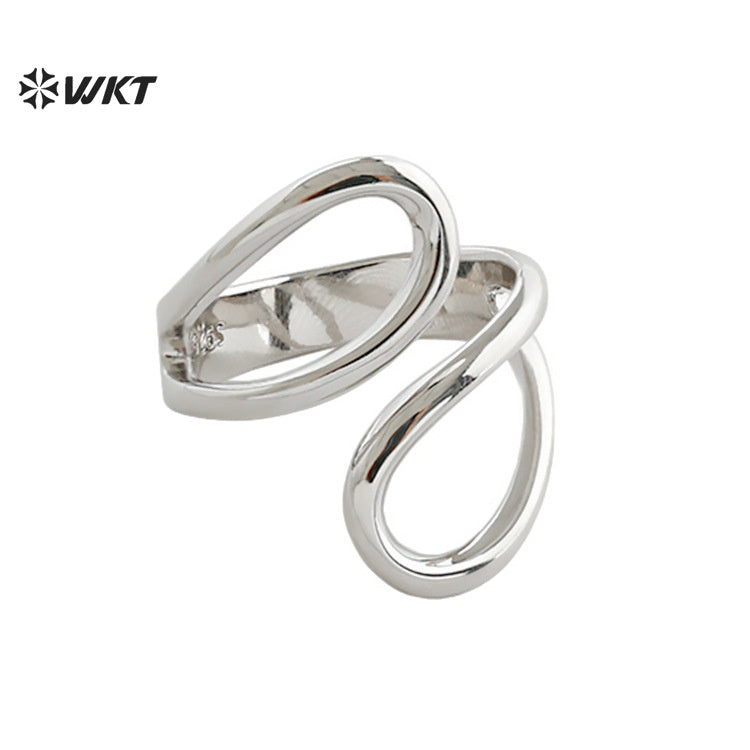 WT-RF014 New Arrival Yellow Brass 18K Gold Plated Trendy Style Spiral Lines Shape Elegant Women Metal Rings For Wedding Gift