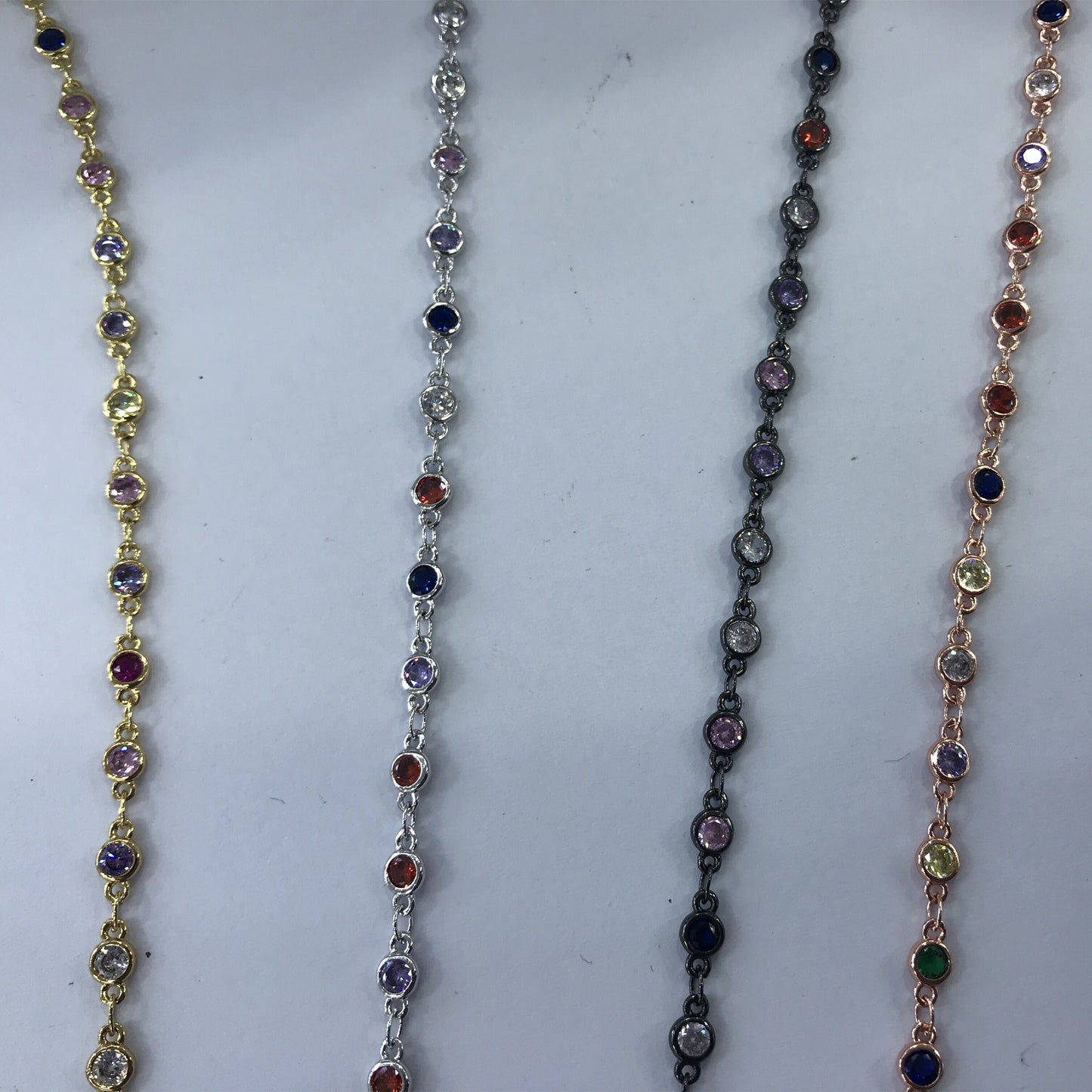 WT-BC132 Fashion Round Cubic Zircon Chain 18k Real Gold Plated Brass Chain Jewelry Making Cubic Zircon Chain