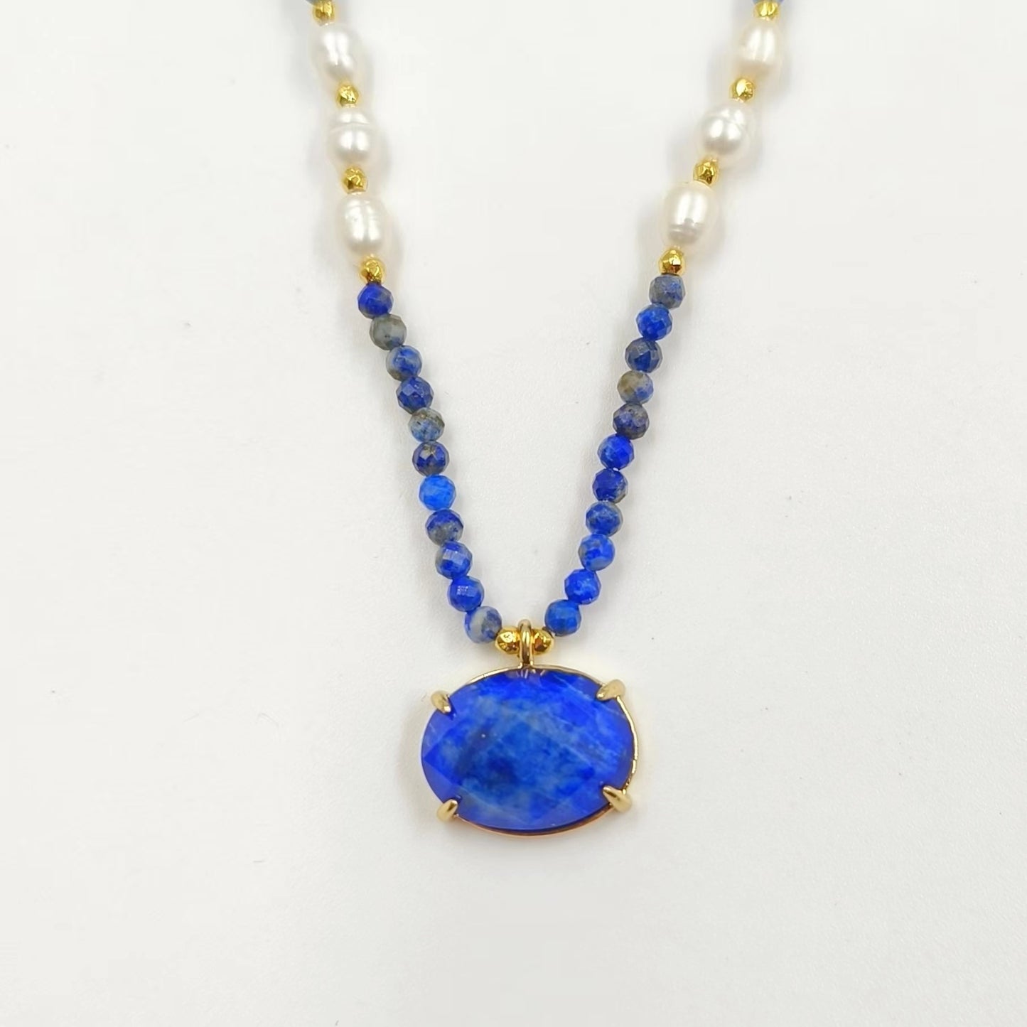 WT-N1445 WKT Best 2023 Newest Natural Gemstone and Pearl Women Simple Hoop Aura 16+2inch Stone Beads Necklace