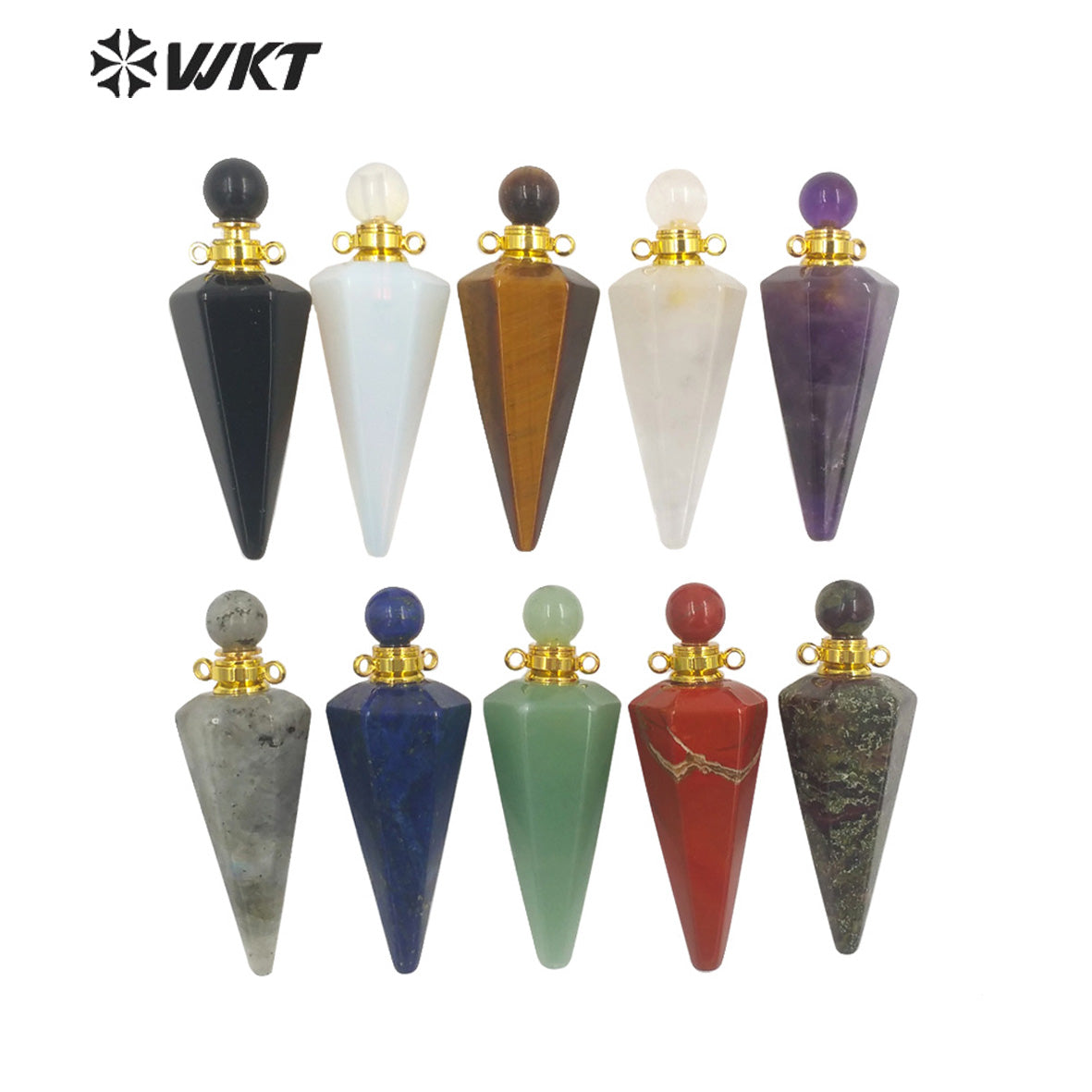 WT-P1842 Destinctive Big Healing Spirit Point Stone Pendant Precious Gemstone Made Bullet Point Pendants for Necklace