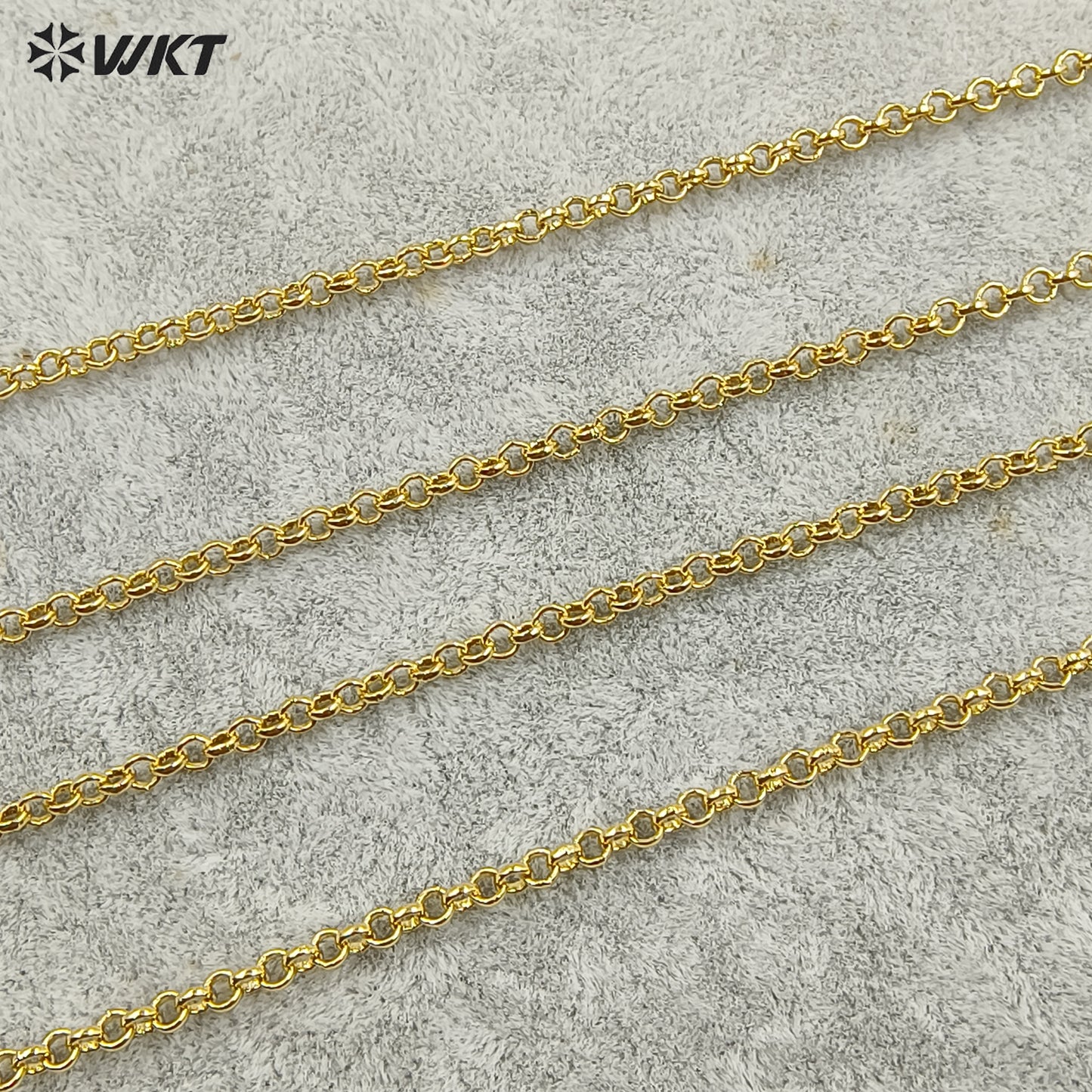 WT-BFN037 Round Gold Chain Yellow Brass with 18k Gold Plated Chain Exquisite Women Decorate Necklace Chain