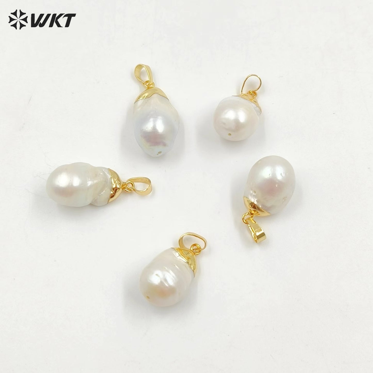 WT-P1085 Amazing Gorgeous Natural Freshwater Baroque Pearl Pendants With 18k Real Gold Plated on Top Fashion Jewelry Charms