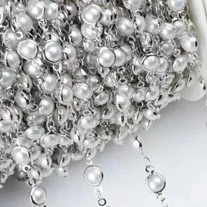 WT-RBC220 Amazing Unique Artificial Pearl Beads Jewelry Chain Women DIY Handmade Round Beads Necklace Chain in 5 Meters