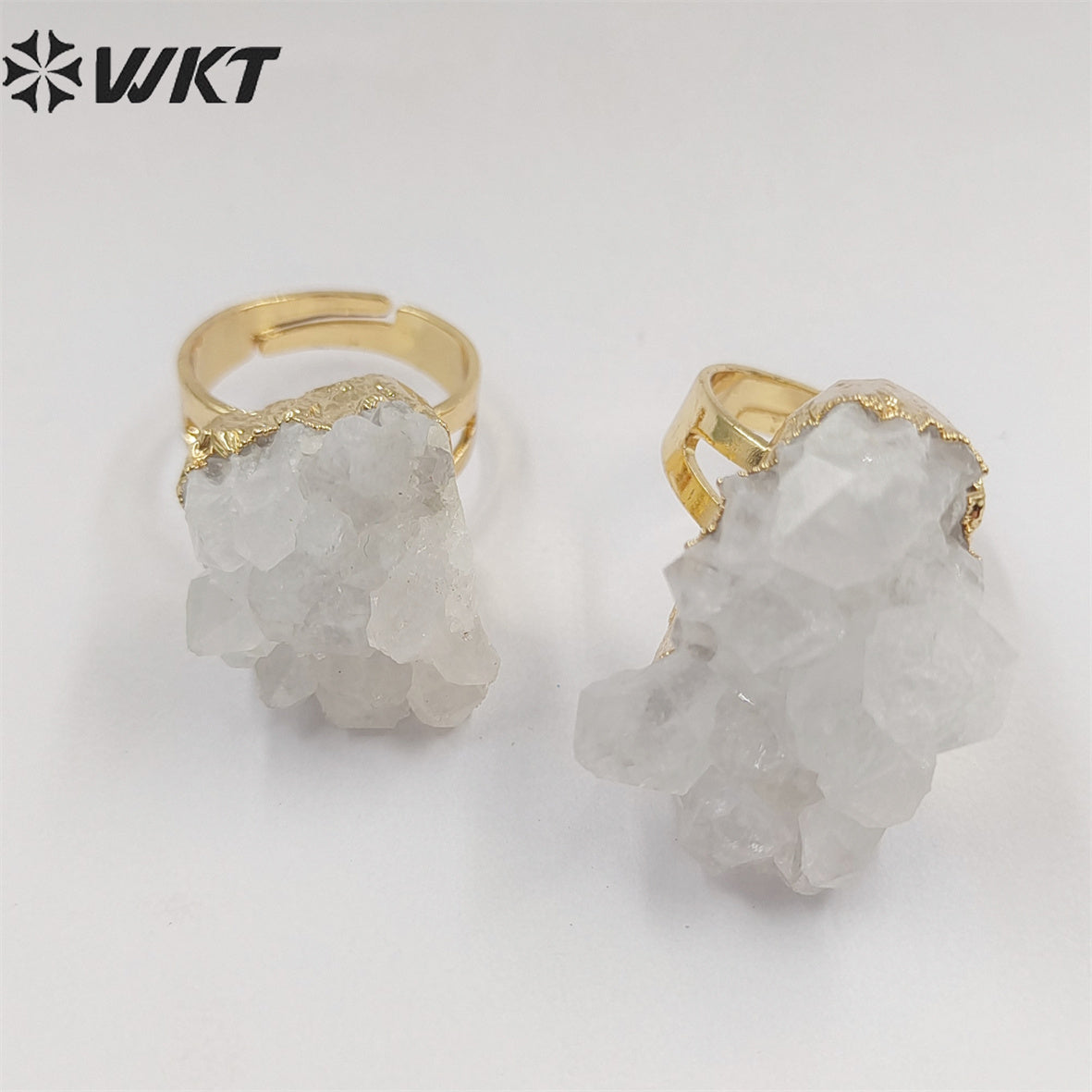 WT-R244 Exclusive Newest Aqua Aura Ring 18k Adjustable Natural Healing Crystal Quartz Cluster Aura Ring Fashion Women Stone Ring