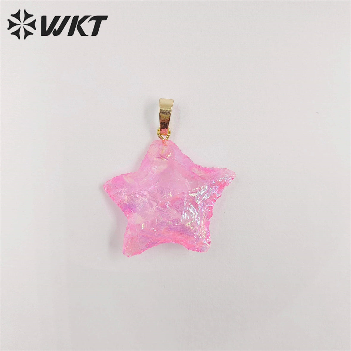 WT-P1885 Amazing Natural Aqua Aura Crystal Quartz Pendant Single Loop Raw Stone Quartz Star Pendant for Necklace Design