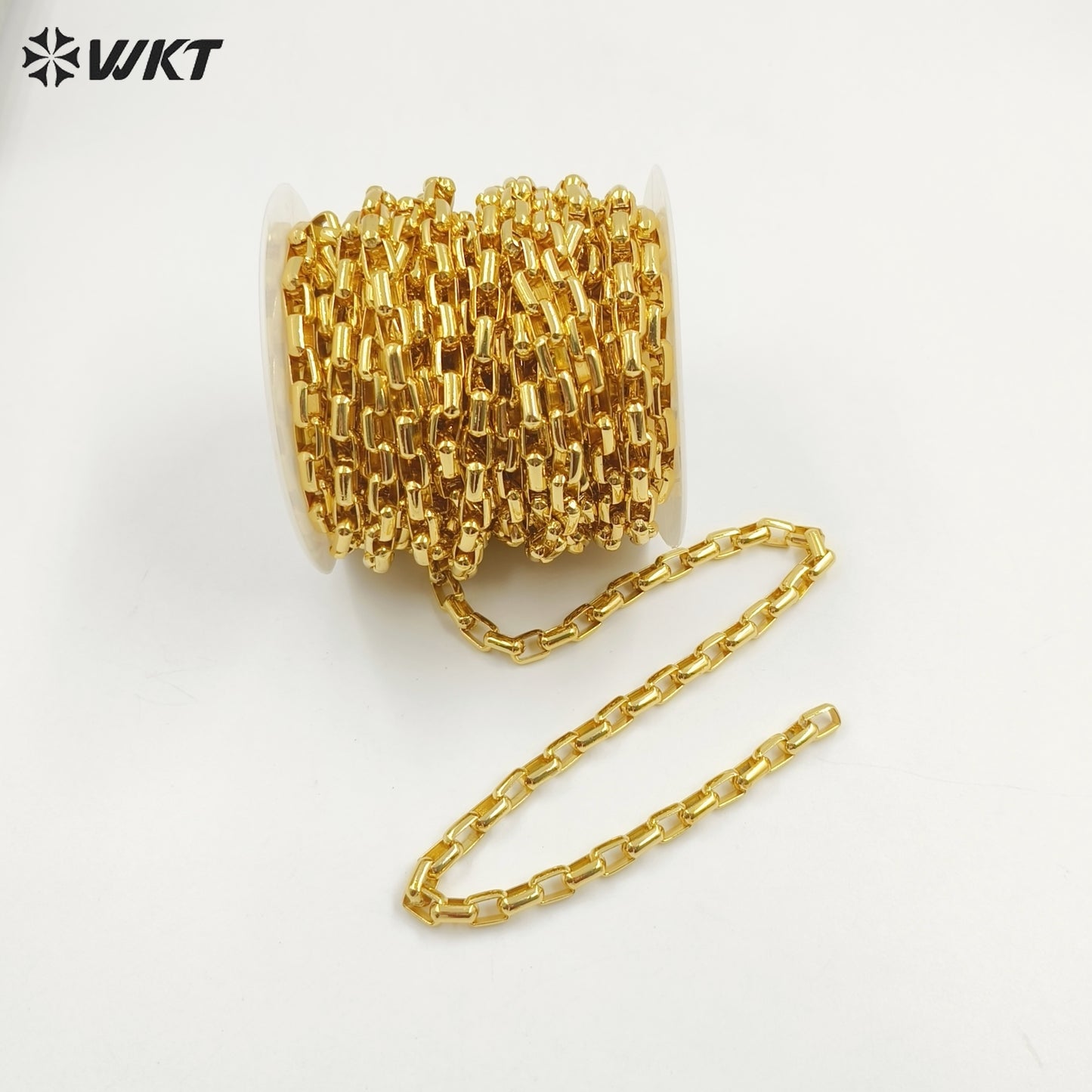 WT-BC225 Wholesale New 18K Gold Plated Yellow Brass Box Chain for Jewelry Design Necklace