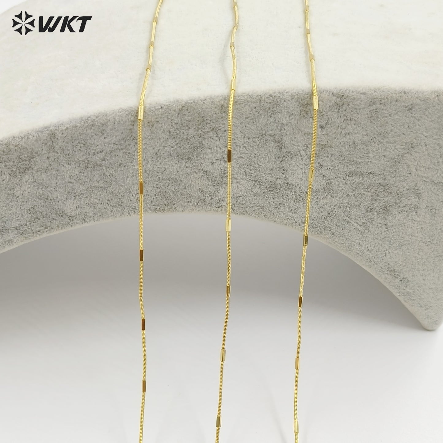 WT-JFN42 New Design Fashion 18k Real Gold Plated Brass Cube Snake Chain for Pendant Match