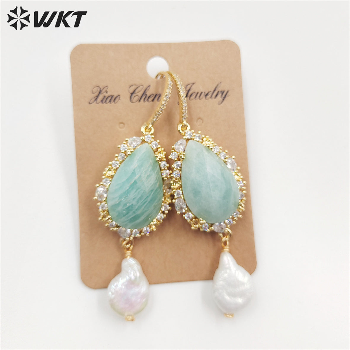 WT-E706 WKT New Design Gorgeous Natural Lapis Amethyst Stone Hoop Earring 18k Enviramental Electroplated Drop Gift Earring