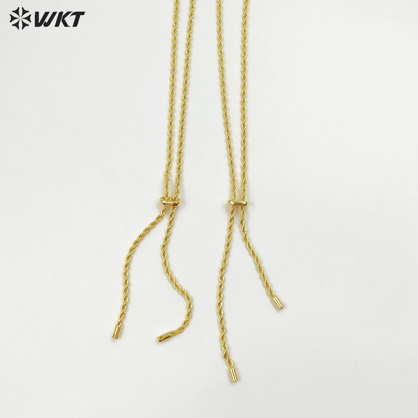 WT-JFN49 Wholesale Fashion Gold Plated Yellow Brass With Unique Clasp Spiral Weaving 35 Inches Necklace For Ladies Daily Wearing