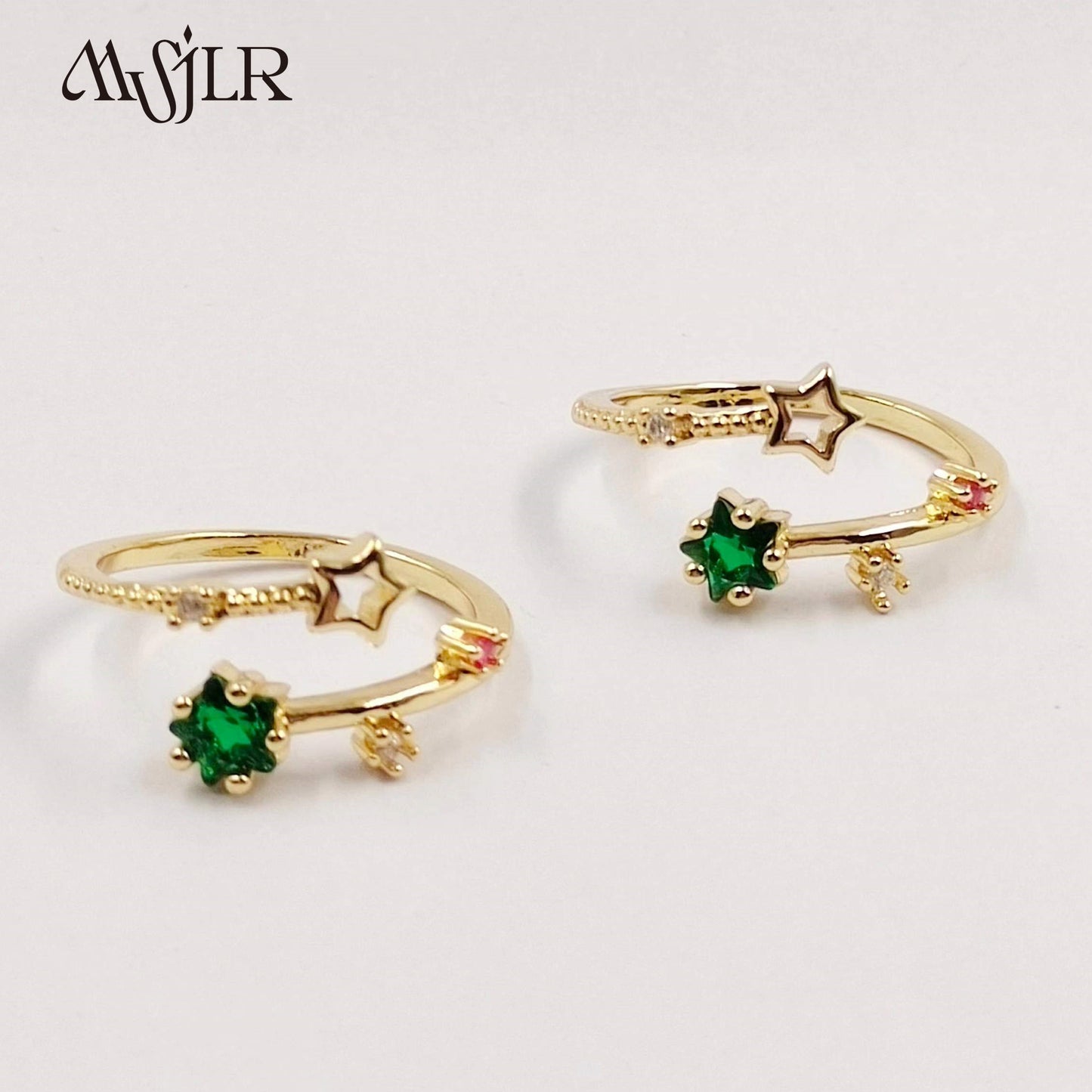 WKT-MVR058 Popular European and American Star Irregular Shaped Colorful Zircon Ring Female Handpiece Open Ring