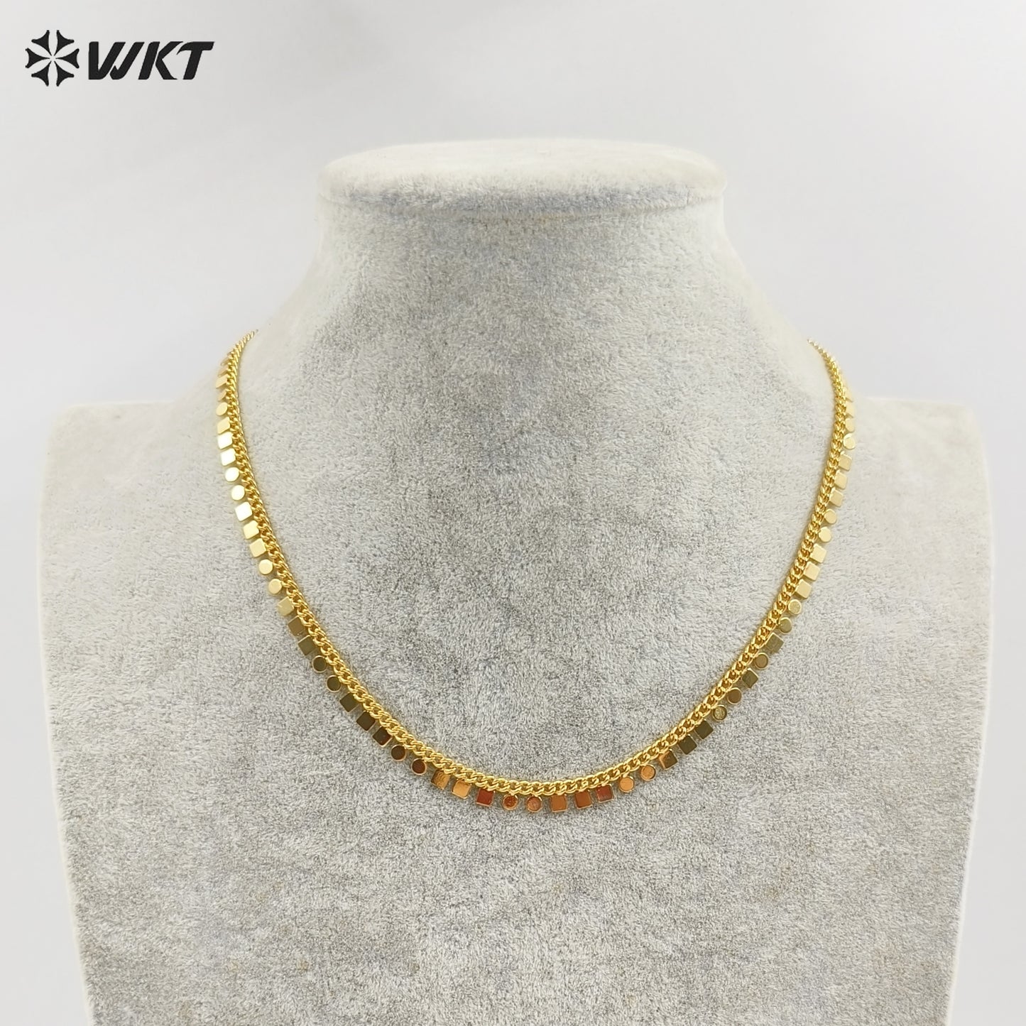 WT-JFN31 Latest Models Stylish Charming 18K Gold Plated Square Round 16 Inch Necklace Jewelry Finished for Both Men and Women