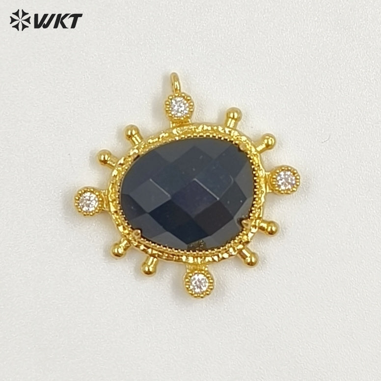 WT-P2102 Unique Delicate Jewelry 18K Gold Plated Multi Natural Gemstones Little Pendants For Female Handmade Earring DIY