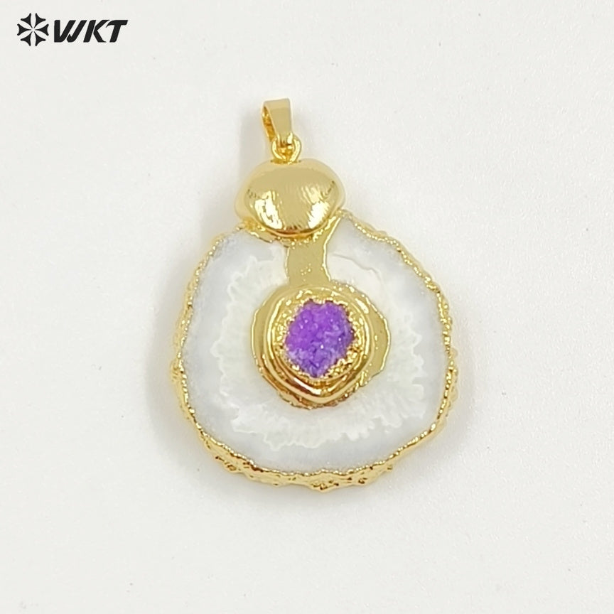 WT-P1769 Classic Natural Stone Stalactite Stone Colorful Drusy Crystal Quartz Energy Pendants Gift Jewelry for Necklace Earrings