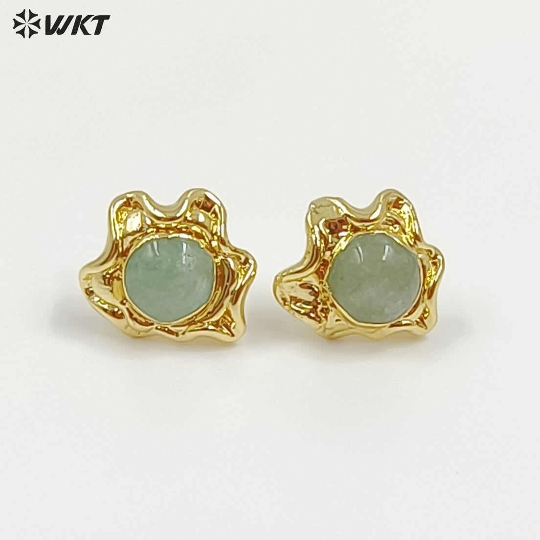 WT-EHP102 Exquisite Lovely 18K Gold Plated Natural Gemstones With Hoop Sun Shape Earrings For Girls Jewelry DIY Findings