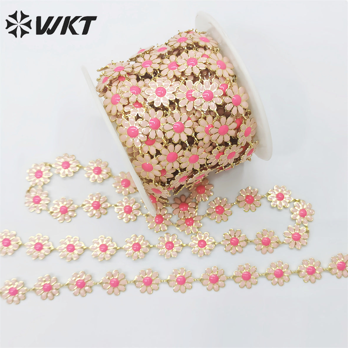 WT-RBC215 Newest Fashion Colorful Enamel Flower Chain Unique Global Chrysanthemum Chain for Women Jewelry Diy Design Chain