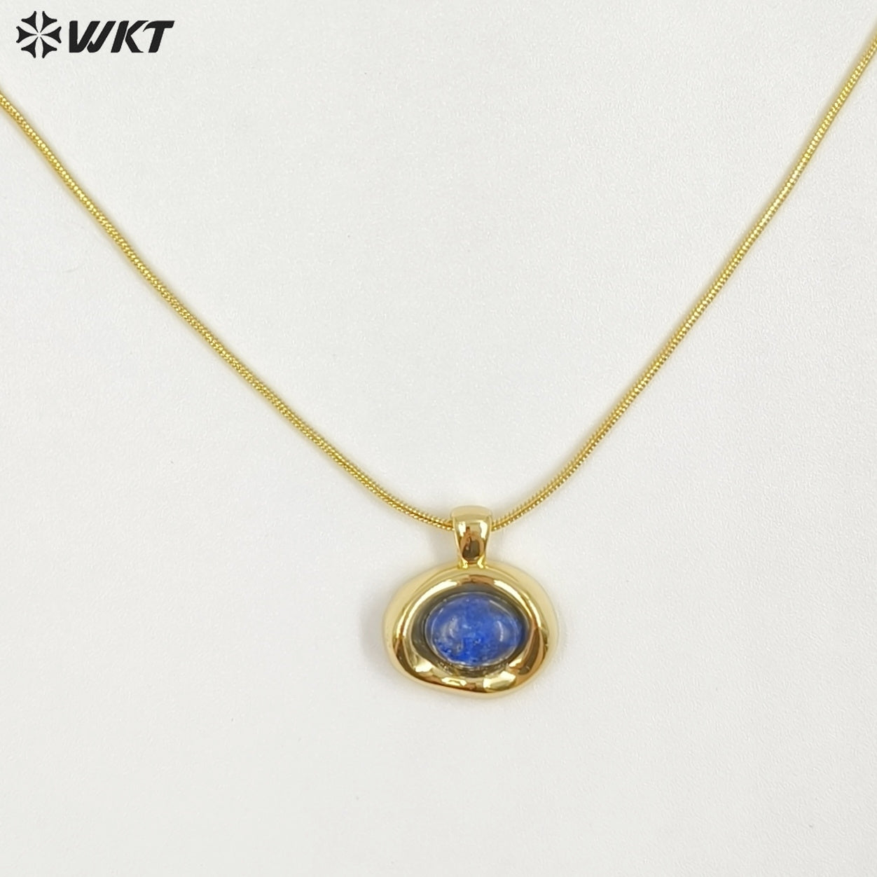WT-N1496 The New Listing Trendy Gold Plated Fine Chain Natural Gemstone Round Pendant Necklace As Ladies Birthday Gift