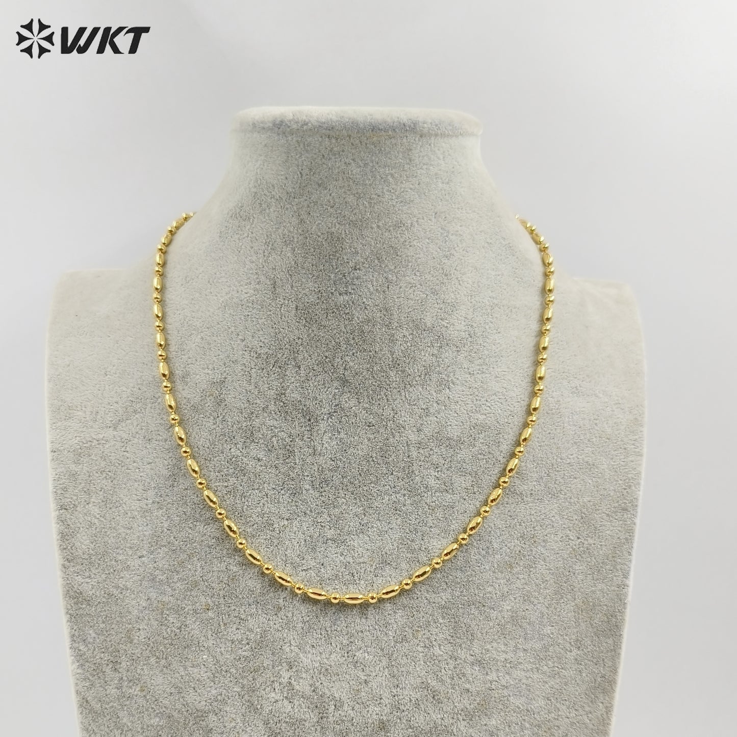 WT-BFN061 Wholesale Newest Design 18k Real Gold Plated Bamboo Beads Resist Tarnishable Metal Jewelry Chain Necklace for Pendants