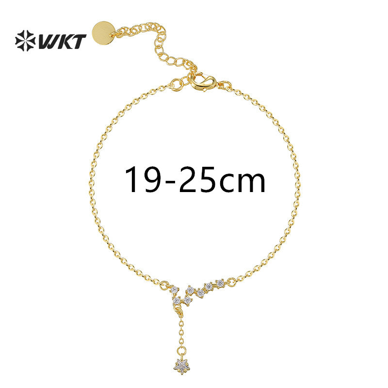 WT-MB128 WKT New Design Simple Style Chain Anklet With Cubic Zirconia Pave Gold Color Plated Ladies Daily Decoration Jewelry