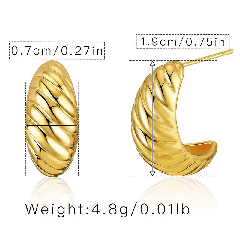 WT-JFE97 Fried Dough Twists Bread Irregular Versatile 18k Gold Plated Copper Plating Ball Shaped Hoops Trendy Earring Findings