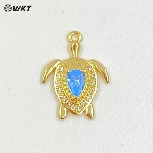 WT-MP309 Interesting Delicate Brass With Drop Oil Gold Plated Marine Animals Sea Turtles Shape Small Pendant For Necklace DIY