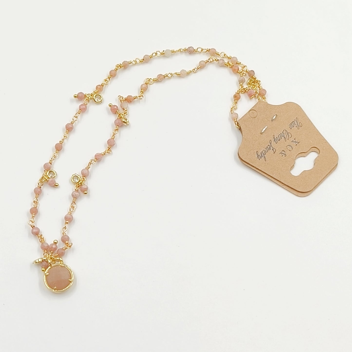 WT-N1431 16+2Inch Extend Chain Long Vubic Zircon Stone18k Yellow Gold Beads Necklace Gemstone Casual Long Statement Necklace