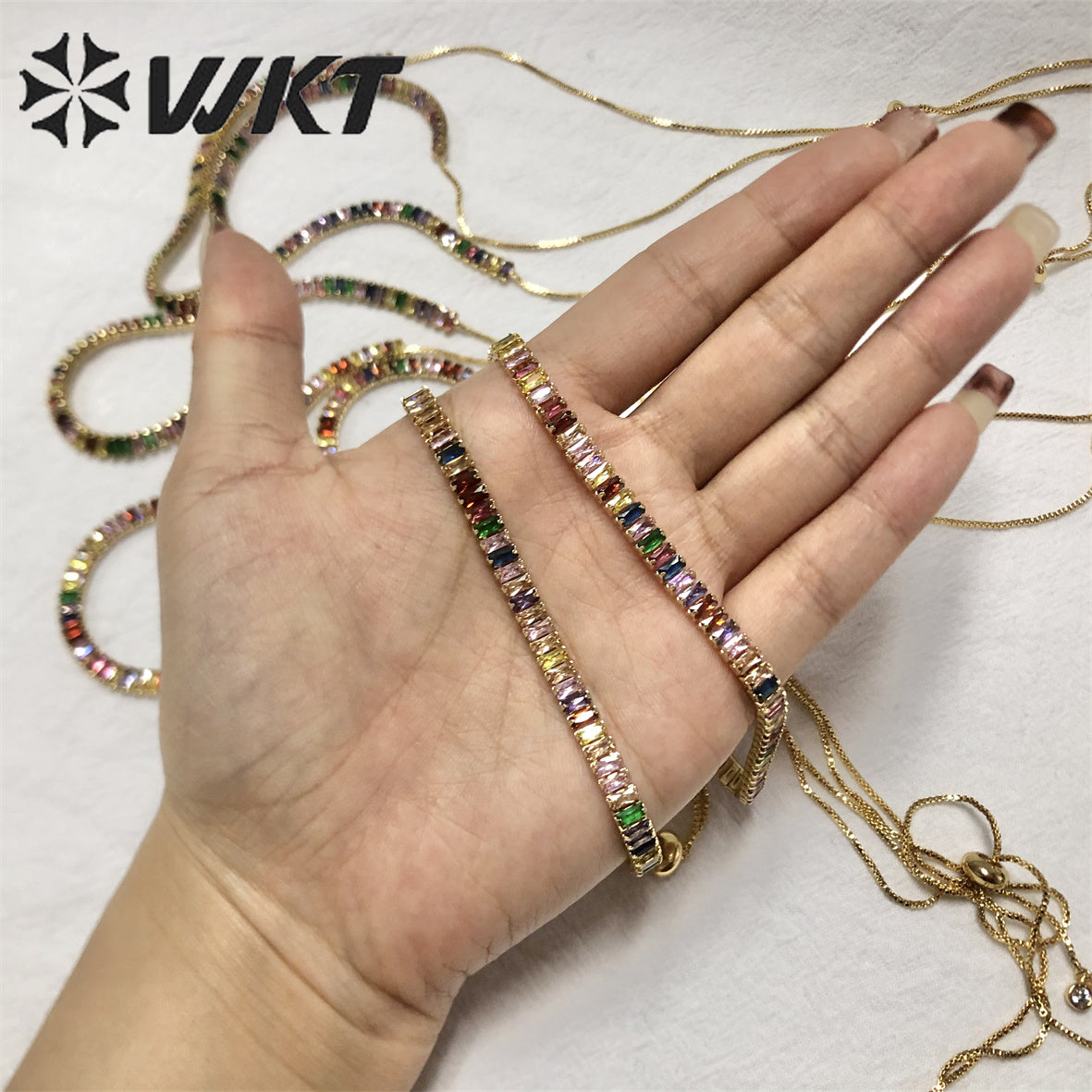 WT-JFN04 Beautiful Touching Jewelry so Colorful Lovely Natural Stone Cubic Zircon Necklace Brilliant Party Dressing for Girl