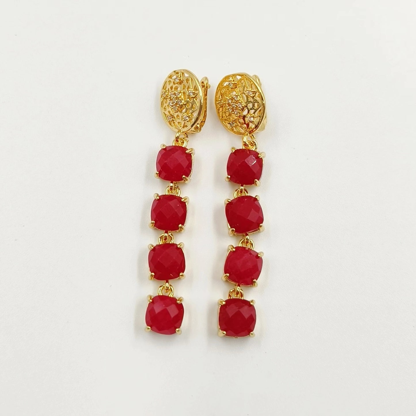 WT-E737 Amazing Colorful Elegant Natural Gemstone Long Charming Earrings Women Pendant Earrings