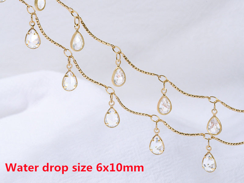 WT-RBC242 Beautiful Simple Elegant and Fresh Style New Design Heart and Star Shape Crystal Charms Brass Chain DIY for Necklace
