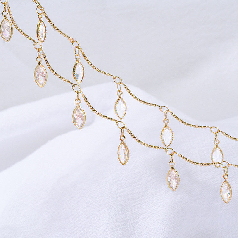 WT-RBC242 Beautiful Simple Elegant and Fresh Style New Design Heart and Star Shape Crystal Charms Brass Chain DIY for Necklace