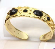WT-B663 Delicate 18K Real Gold Plated Multi Natural Precious Stones in Bezel Setting Women Birthday Gift Gemstone Bangle