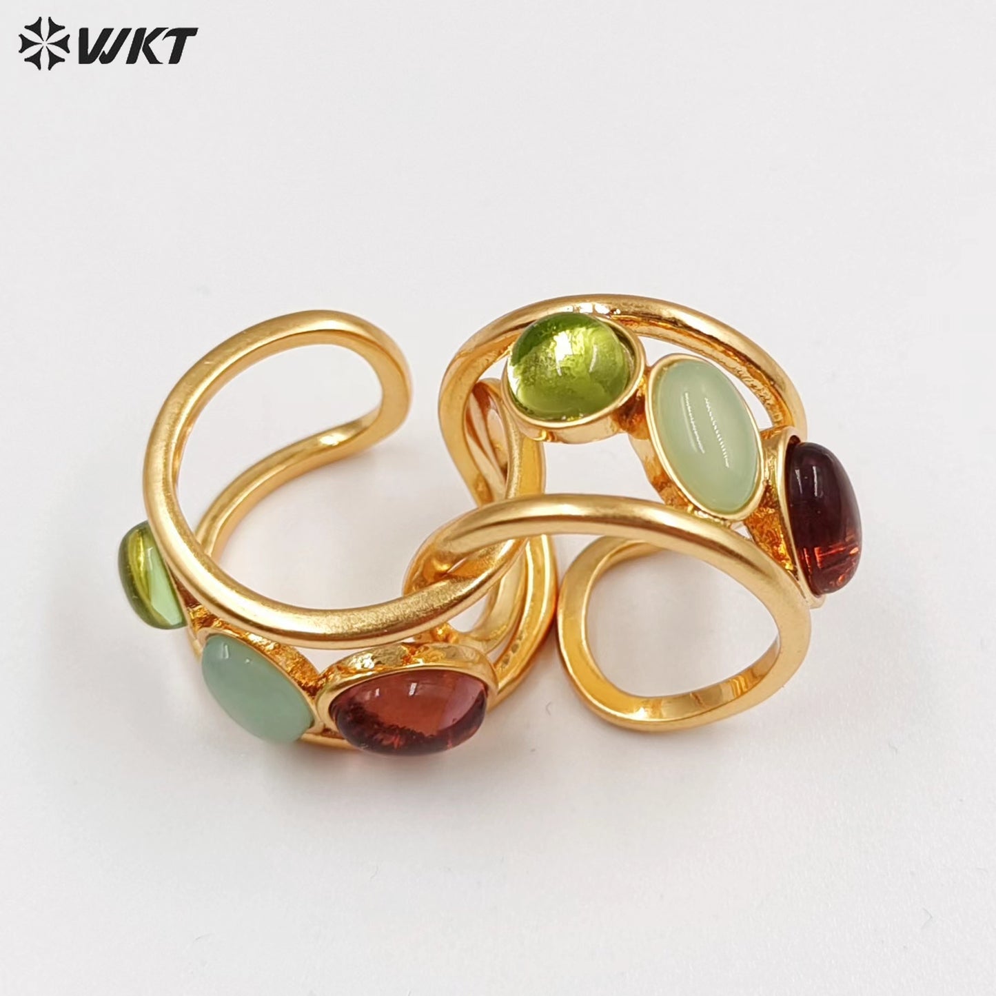 WT-R470 WKT Fashion Design Trendy Gift for Women Colorful High Quality Gorgeous Jade Stone Ring