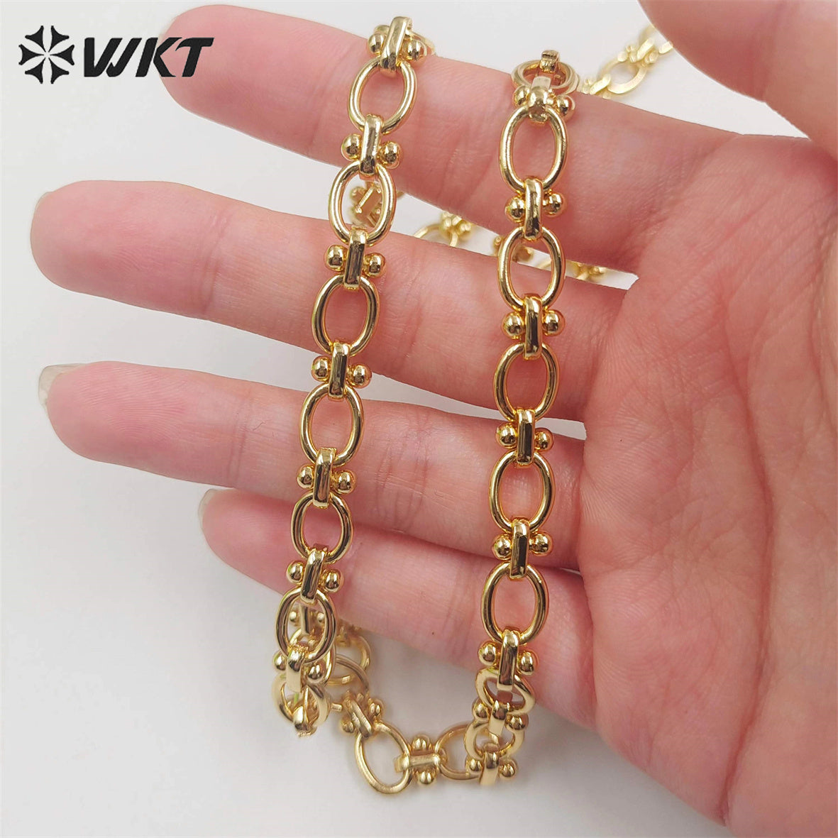 WT-BC192 Newest Fashion 18k Real Gold Plated Brass Chain Sell by Meters Oval Shape Handmade Europe Style Big Metal Chain